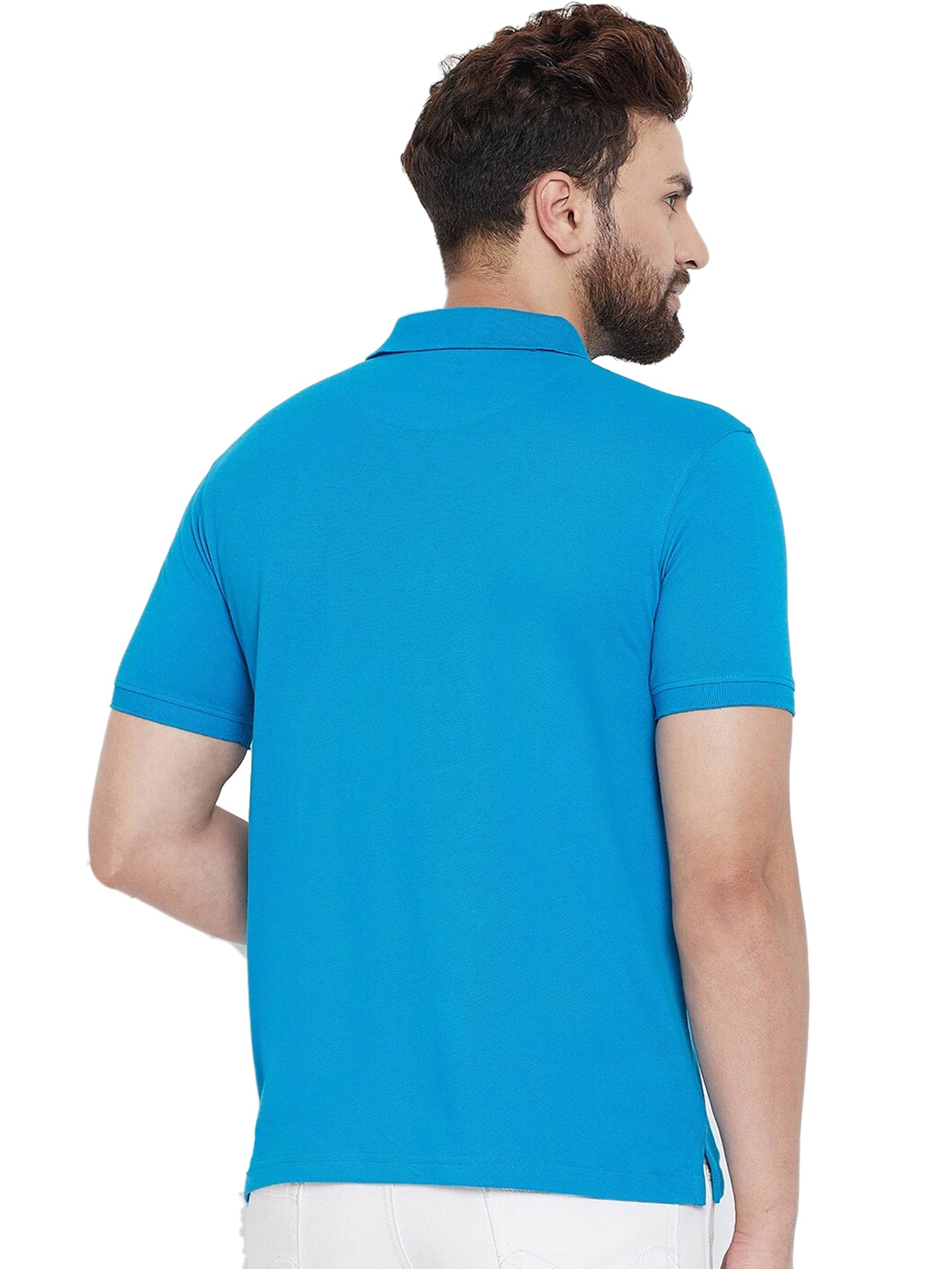 Cotton Blend Solid Half Sleeves Mens Polo T-Shirt