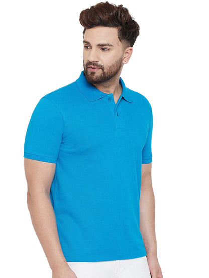 Cotton Blend Solid Half Sleeves Mens Polo T-Shirt